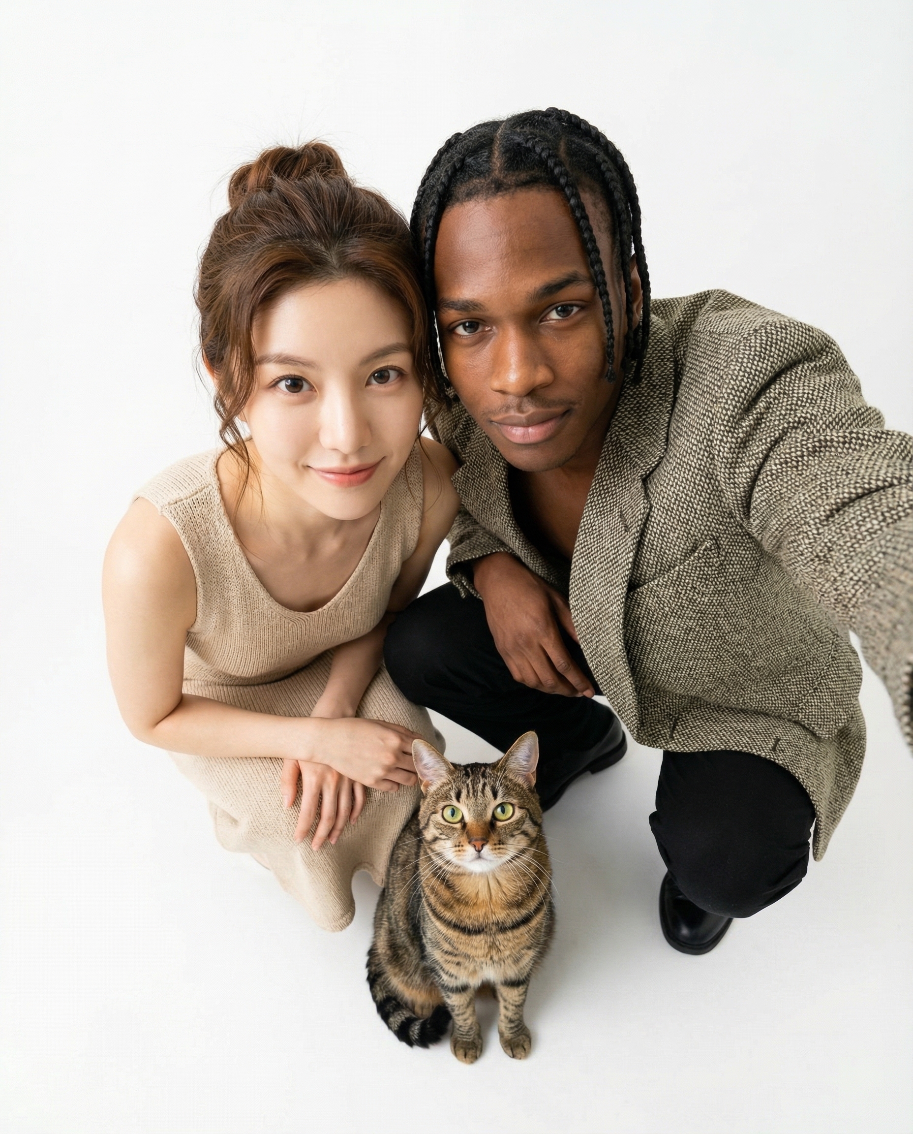 Trio Portrait with Pet - AI 狗狗合照