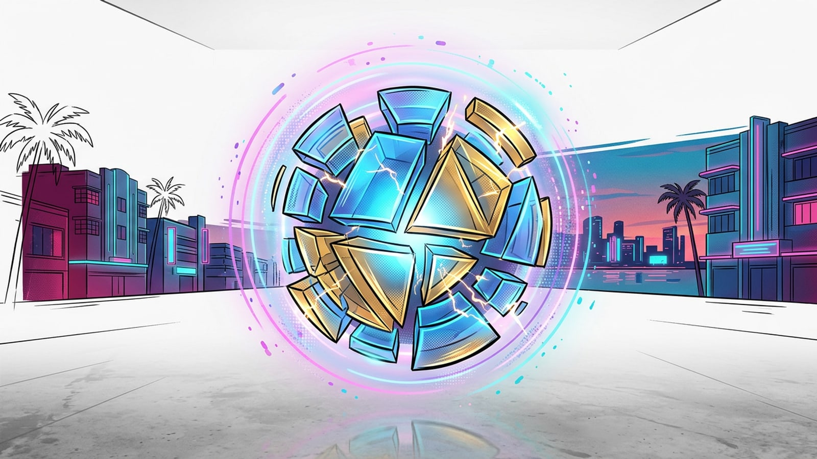 A glowing digital energy core representing AI points and cloud computing power.