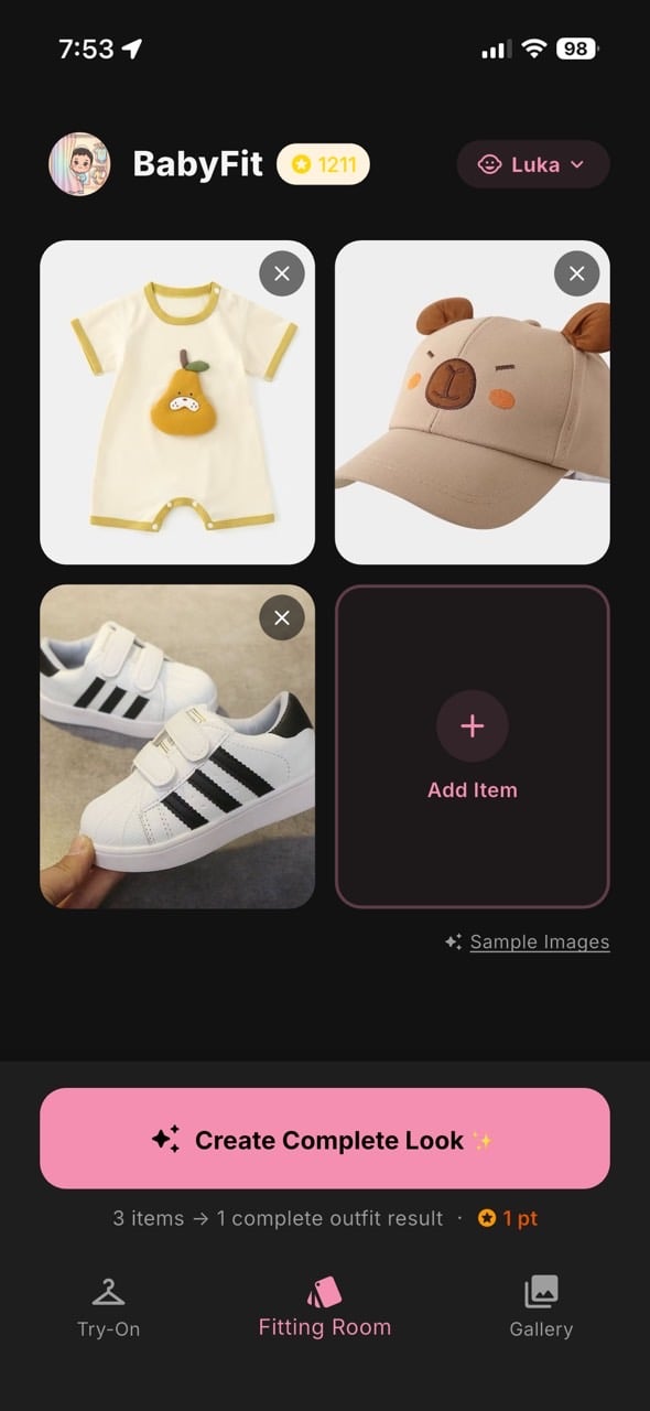BabyFit 试穿间界面展示