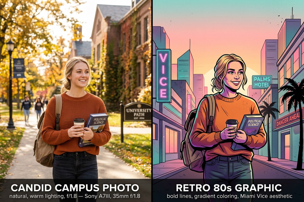 Demonstration of a student campus portrait photo prepped for collage editing.