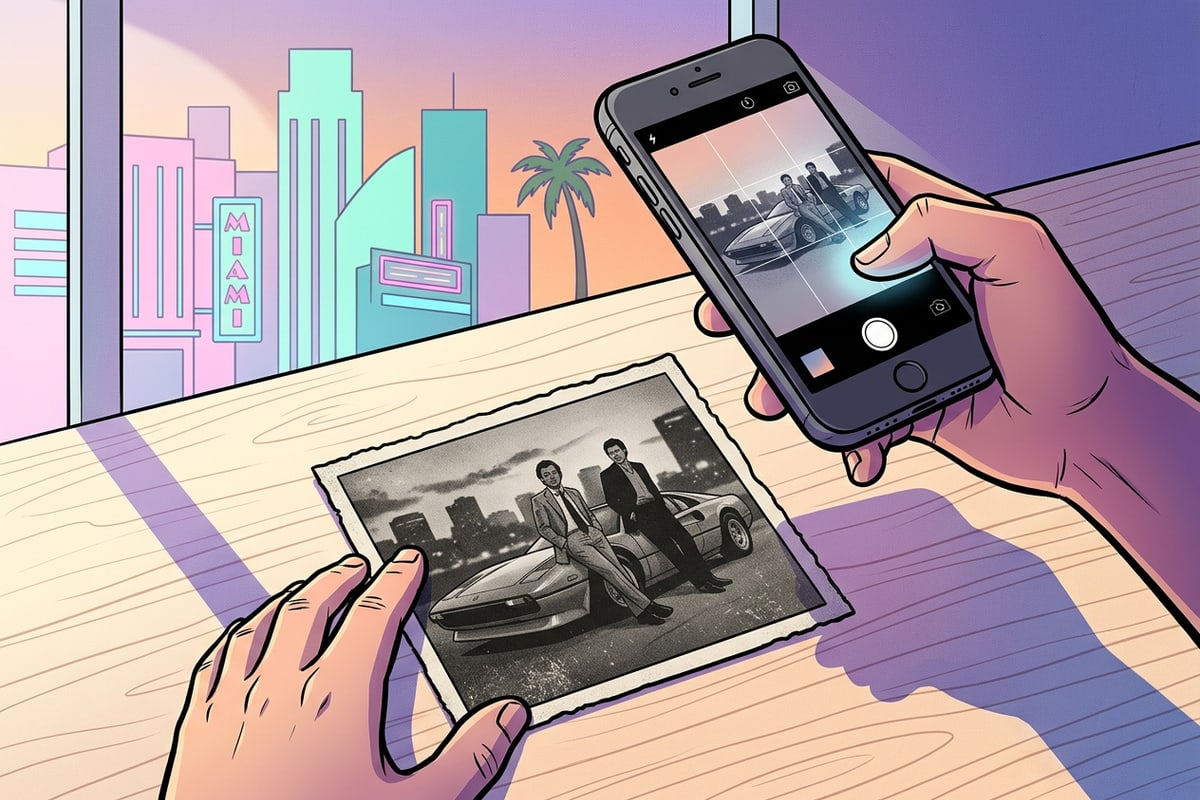 Capturing a vintage black and white photo with an iPhone near a bright window.