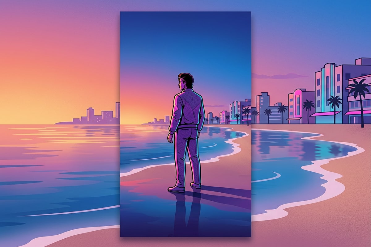 Full 9:16 vertical story portrait with expanded sky and beach background.