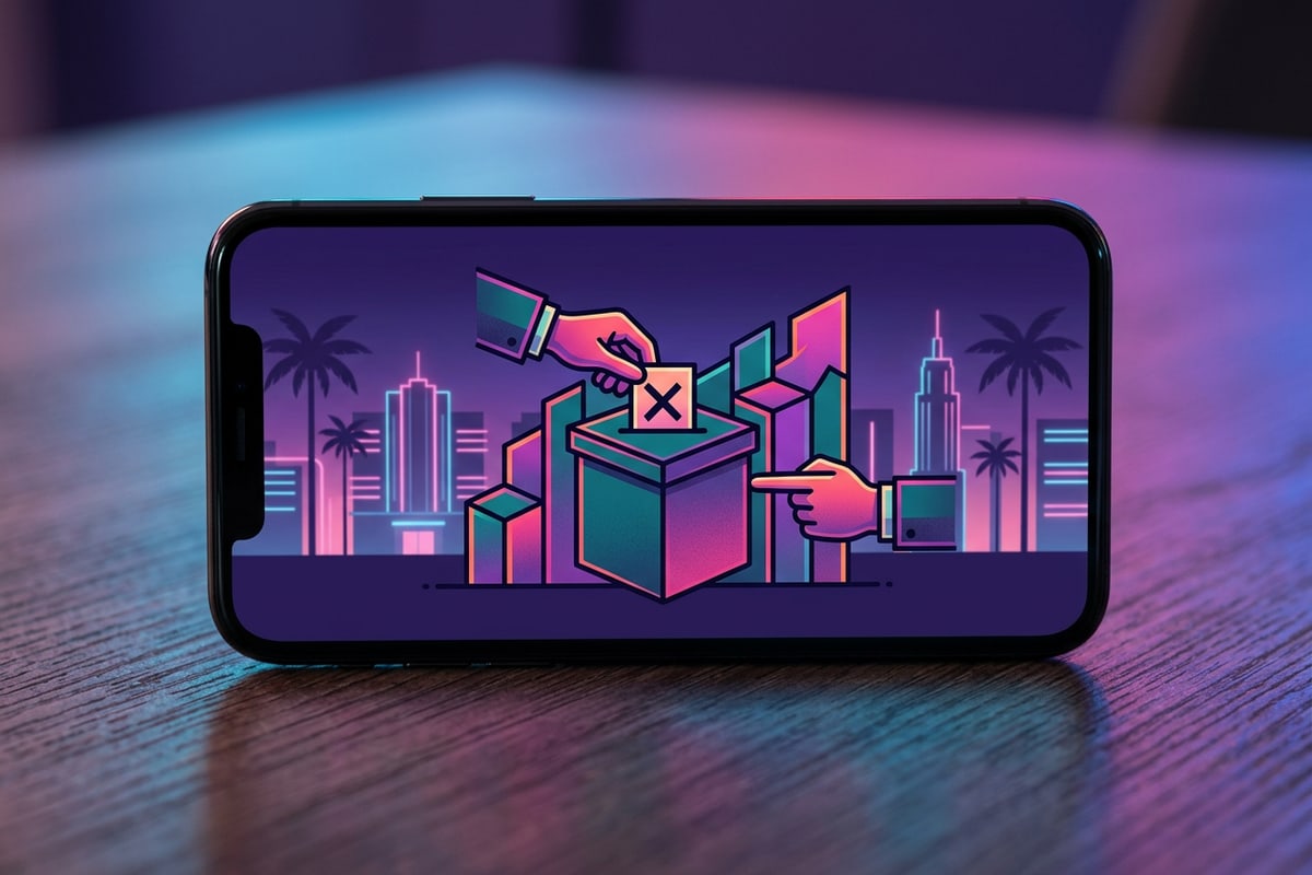 Mobile smartphone on a table showing a sleek illuminated digital interface.