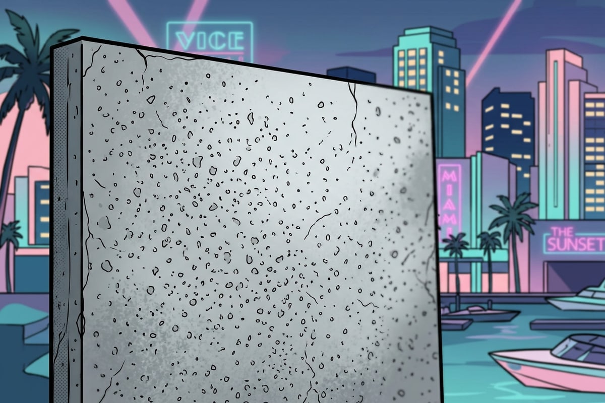 Detailed texture of a grey industrial concrete studio backdrop.