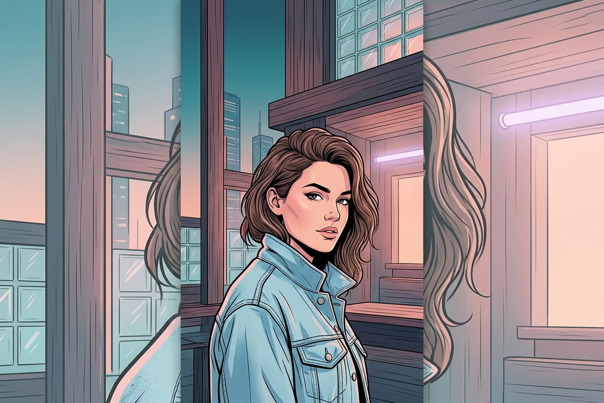 Expanded vertical portrait with generated headroom space above the head.